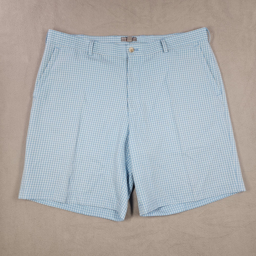 Peter Millar Wicking Shorts Mens 38 Blue Checkered Performance Golf  MS15EB83